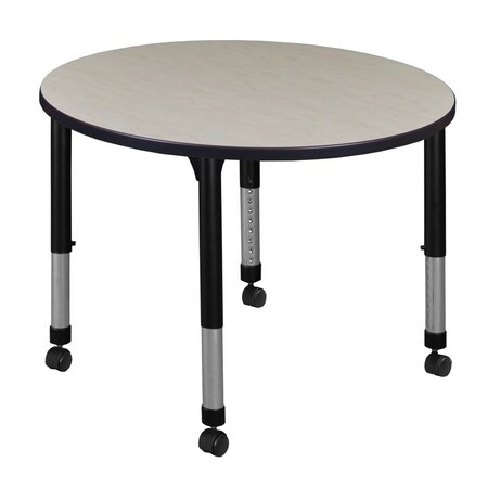 Regency Round Mobile Tables, 42 W, 42 L, 23-34 H, Wood, Metal, Maple TB42RNDPLAPCBK